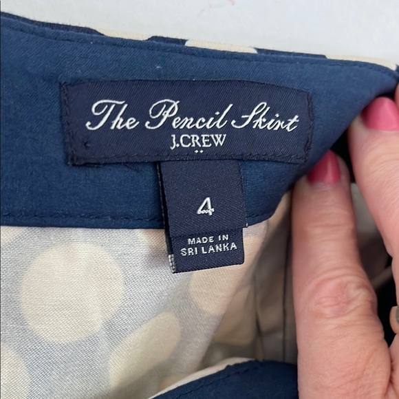 J. Crew Polka Dot Navy and Tan The Pencil Skirt - Picture 6 of 8